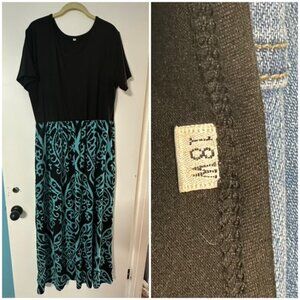 Black and Teal Long Maxi Dress